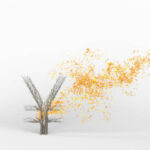 Growing Tree in a shape of a yen sign. 3D rendering.