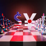 Dollar Sign and japanese Yen Sign Chess Concept