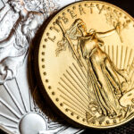 silver eagle and golden american eagle one ounce coins