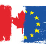 Canada Flag & European Union Flag Vector Hand Painted with Rounded Brush