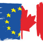 European Union Flag & Canada Flag Vector Hand Painted with Rounded Brush