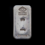 Old cast 1 kg silver bar from the Degussa company.