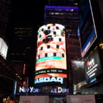 Time square panorama by night, Manhattan, New York City, USA
