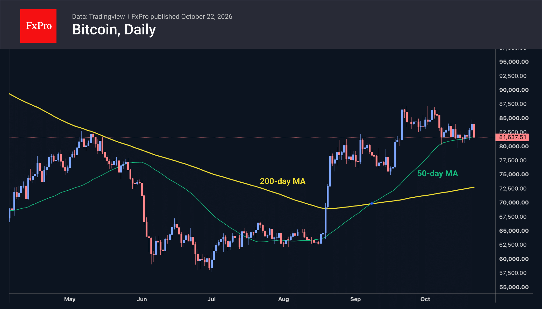 Fig. 1. Bitcoin failed to capitalise on the bullish sentiment.